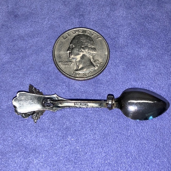 Sterling Silver Rose Spoon Pin Vintage - Picture 4 of 5